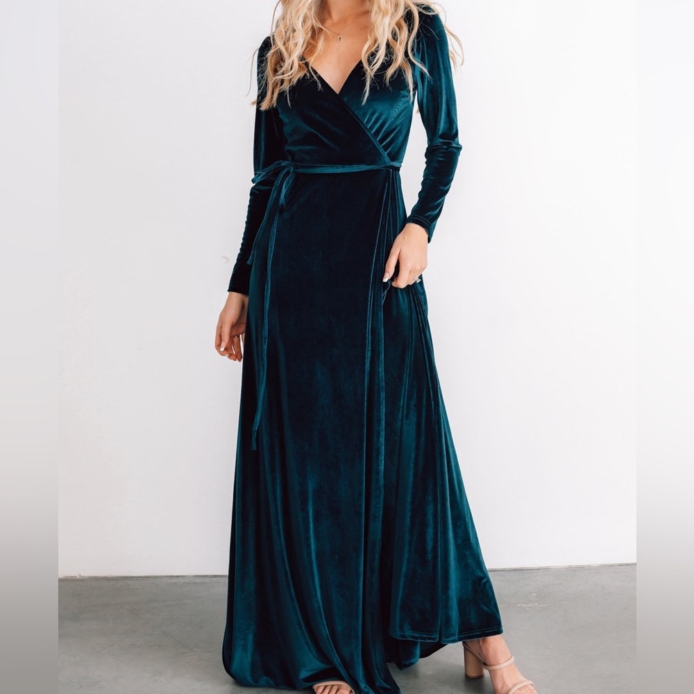 Baltic Born Esmeralda velvet wrap maxi dress